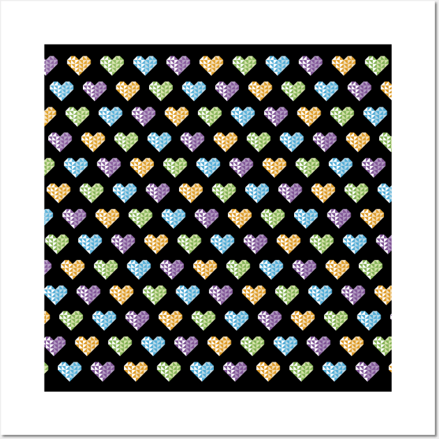 heart, polygons and love - pattern Wall Art by walterorlandi